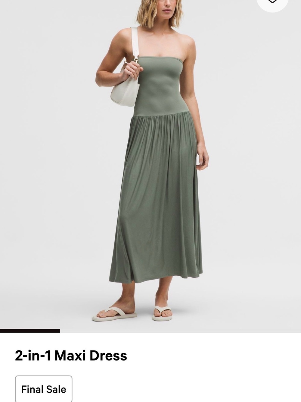 Lululemon 2 in 1 Strapless Olive Maxi Dress and skirt
